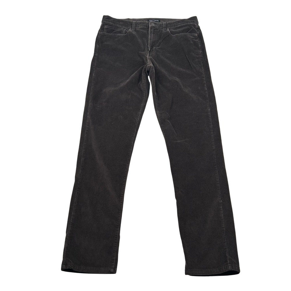 Lucky Brand Corduroy Pants Mens 34x34 121 Slim Straight Gray Charcoal Trousers